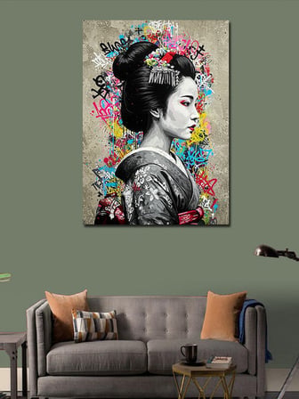 Kanvas Tablo Geleneksel Japon Geisha Kadın