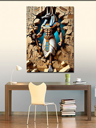 Kanvas Tablo Antik Mısır Tanrısı Anubis Kabartması