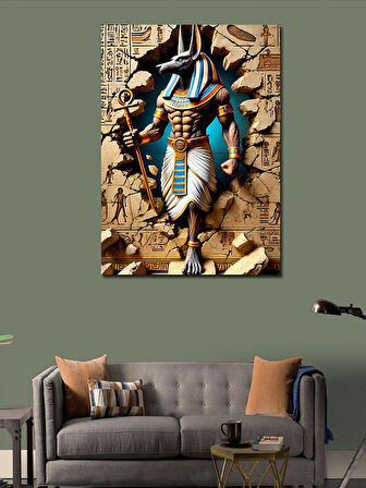 Kanvas Tablo Antik Mısır Tanrısı Anubis Kabartması