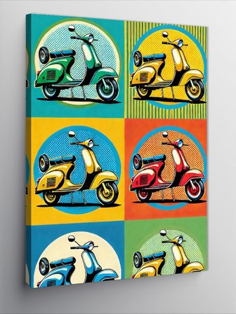Kanvas Tablo Renkli Motosiklet Deseni