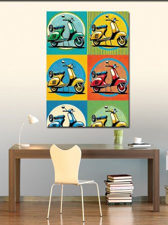 Kanvas Tablo Renkli Motosiklet Deseni