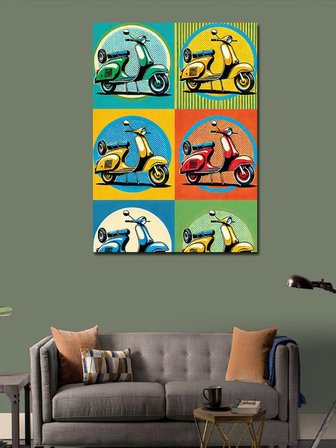 Kanvas Tablo Renkli Motosiklet Deseni