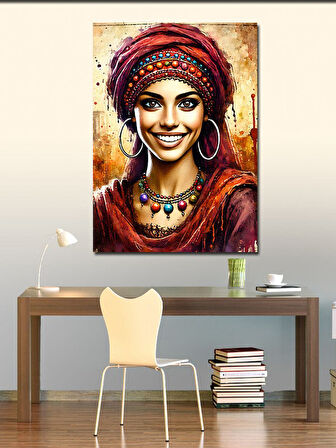 Kanvas Tablo Mutlu Kadın Portresi