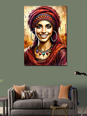 Kanvas Tablo Mutlu Kadın Portresi