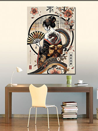 Kanvas Tablo Japon Geisha Ve Çiçekler