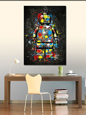 Kanvas Tablo Renkli Lego Robot