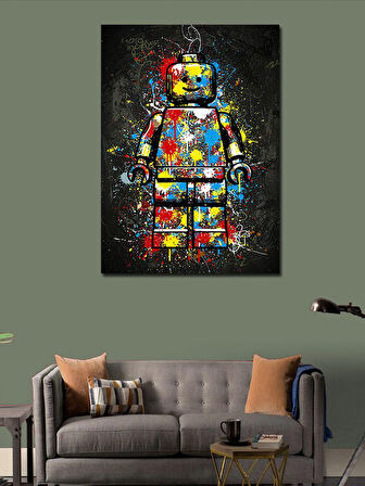 Kanvas Tablo Renkli Lego Robot
