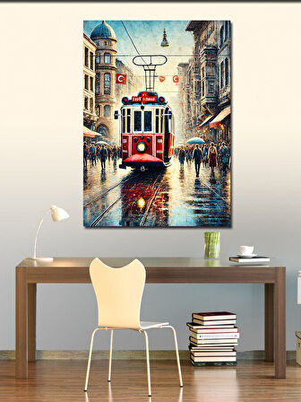 Kanvas Tablo Yağmurda İstanbul Tramvayı
