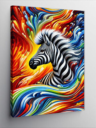 Kanvas Tablo Soyut Zebra Ve Renkler