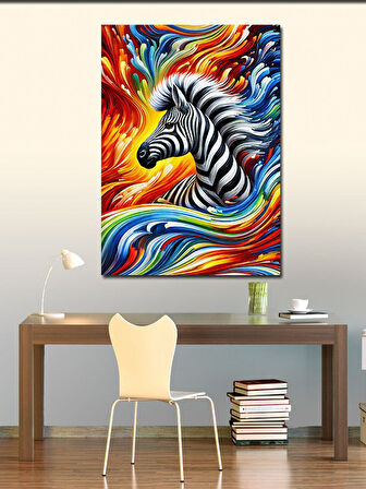 Kanvas Tablo Soyut Zebra Ve Renkler