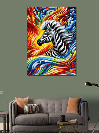 Kanvas Tablo Soyut Zebra Ve Renkler