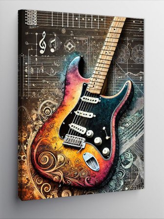 Kanvas Tablo Renkli Elektro Gitar