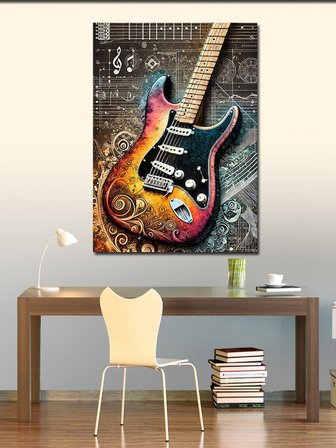 Kanvas Tablo Renkli Elektro Gitar