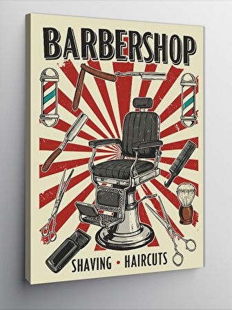 Kanvas Tablo Berber Dükkanı Retro Posteri