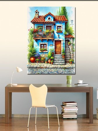 Kanvas Tablo Masalsı Mavi Ev
