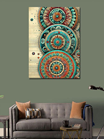 Kanvas Tablo Desenli Yuvarlak Soyut Sanat