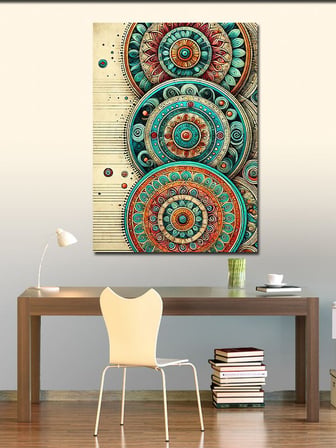 Kanvas Tablo Desenli Yuvarlak Soyut Sanat