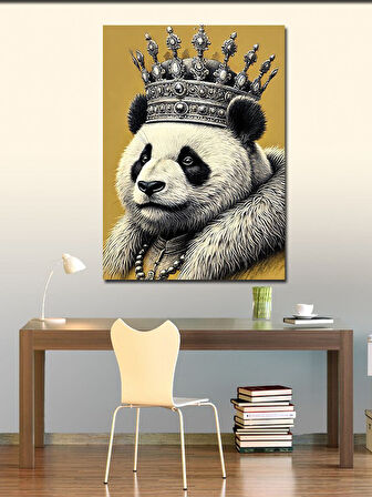 Kanvas Tablo Taç Takmış Panda