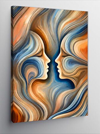 Kanvas Tablo Soyut Yüz Ve Renk Dalgaları