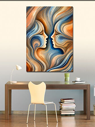 Kanvas Tablo Soyut Yüz Ve Renk Dalgaları
