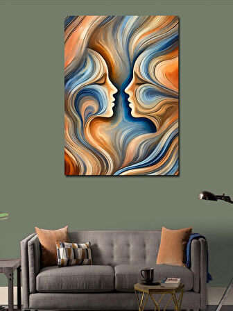 Kanvas Tablo Soyut Yüz Ve Renk Dalgaları