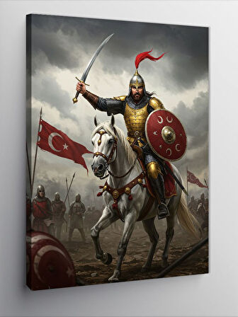 Kanvas Tablo Kılıçlı Türk Askeri