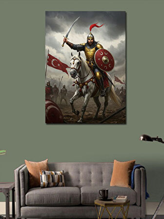 Kanvas Tablo Kılıçlı Türk Askeri