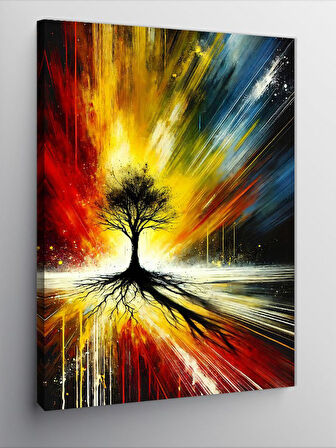 Kanvas Tablo Soyut Patlama Ve Ağaç