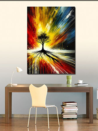 Kanvas Tablo Soyut Patlama Ve Ağaç