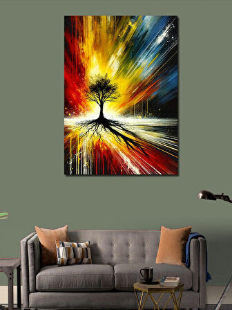 Kanvas Tablo Soyut Patlama Ve Ağaç