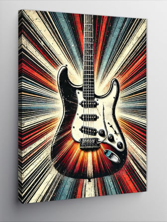 Kanvas Tablo Elektro Gitar Ve Renkli Işıklar