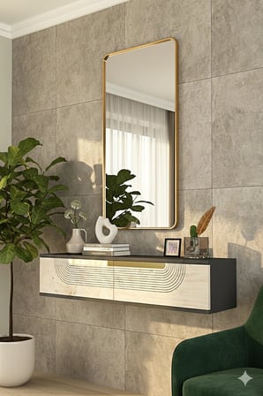 DA1202ATG MEYRA Dresuar ve Antre Rafı ANTRASİT-TRAVERTEN-GOLD 120CM