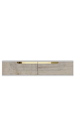 DA1202BTG MEYRA Dresuar ve Antre Rafı BEYAZ-TRAVERTEN-GOLD 120CM