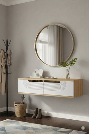 DA1202DBG MEYRA Dresuar ve Antre Rafı SAFİRMEŞE-BEYAZ-GOLD 120CM