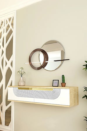 DA1202DBG MEYRA Dresuar ve Antre Rafı SAFİRMEŞE-BEYAZ-GOLD 120CM