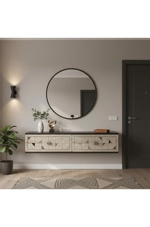 DA1207ATS MOKA Dresuar ve Antre Rafı ANTRASİT-TRAVERTEN-SILVER 120CM