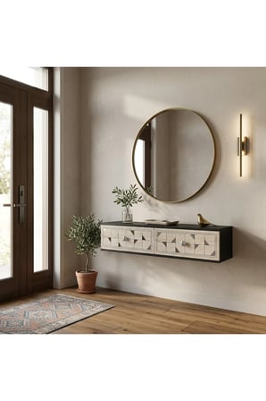DA1207ATS MOKA Dresuar ve Antre Rafı ANTRASİT-TRAVERTEN-SILVER 120CM