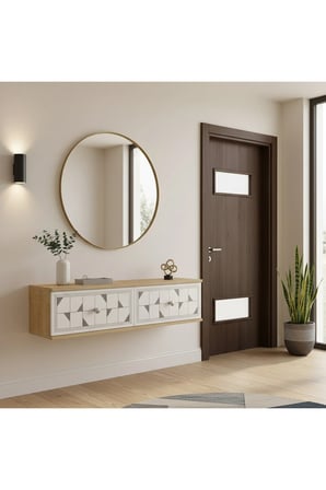 DA1207DBS MOKA Dresuar ve Antre Rafı SAFİRMEŞE-BEYAZ-SILVER 120CM