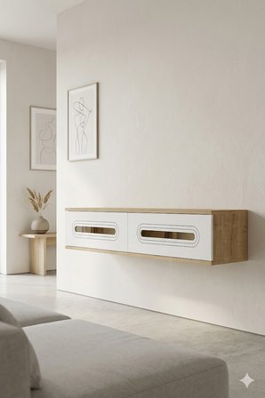 DA1220DBG RANY Dresuar , Antre Hol Rafı Safirmeşe-Beyaz-Gold 120cm