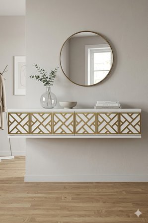 DA1238BG AREX Dresuar , Antre Hol Rafı Beyaz-Gold 120cm