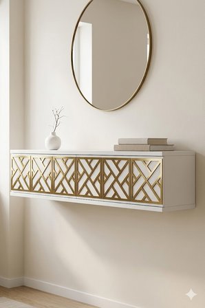 DA1238BG AREX Dresuar , Antre Hol Rafı Beyaz-Gold 120cm