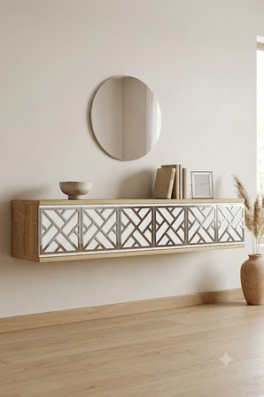 DA1238DBS AREX Dresuar , Antre Hol Rafı Safirmeşe-Beyaz-Silver 120cm