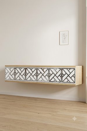 DA1238DBS AREX Dresuar , Antre Hol Rafı Safirmeşe-Beyaz-Silver 120cm