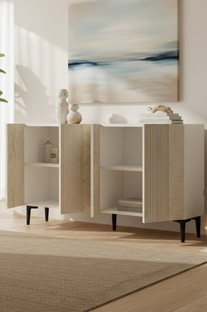 KA1203BT CORSA Konsol ve Tv Sehpası Beyaz - Traverten 120cm