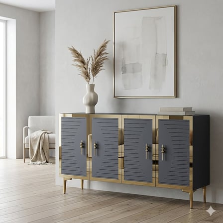 KA1207AG TUNA Konsol ve Tv Sehpası Antrasit-Gold 120cm