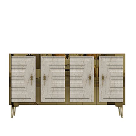 KA1207BTG TUNA Konsol ve Tv Sehpası Beyaz-Traverten-Gold 120cm