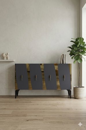 KA1213AG ELİPS Konsol ve Tv Sehpası Antrasit-Gold 120cm