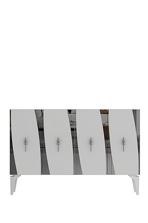 KA1213BS ELİPS Konsol ve Tv Sehpası Beyaz-Silver 120cm