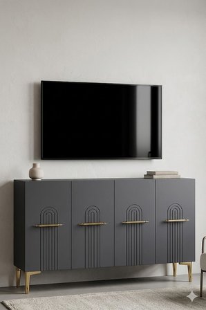 KA1215AG İDA Konsol ve Tv Sehpası Antrasit-Gold 120cm