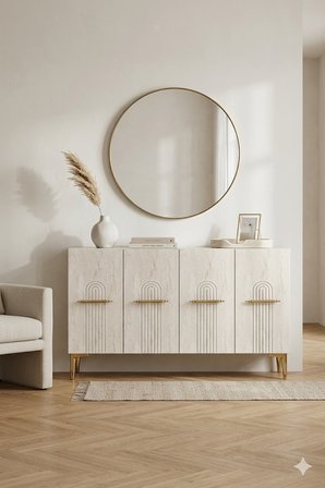 KA1215BT İDA Konsol ve Tv Sehpası Beyaz-Traverten 120cm